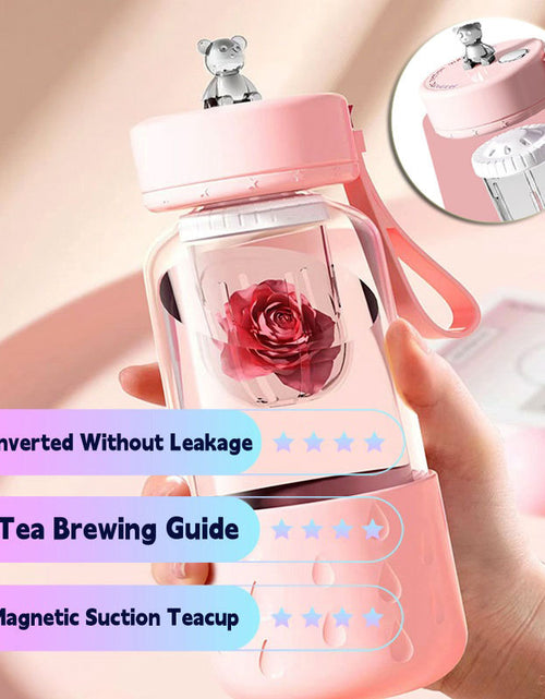 Cargar imagen en el visor de la galería, Taza de agua de vidrio magnética con separación de agua de té sellada sin fugas Taza de agua de té de vidrio Vaso con infusor Botella de agua con filtro de té
