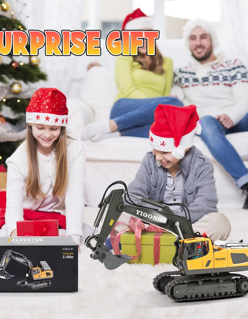 Cargar imagen en el visor de la galería, Remote Control Excavator,11 Channel RC Excavator Toys, Rechargeable Construction Vehicle Toys with Lights Sounds,Gifts for Kids 3-12 Years Old
