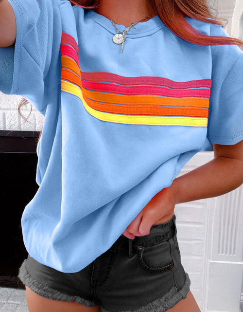Load image into Gallery viewer, Bonbon Colorful Striped Casual Tee
