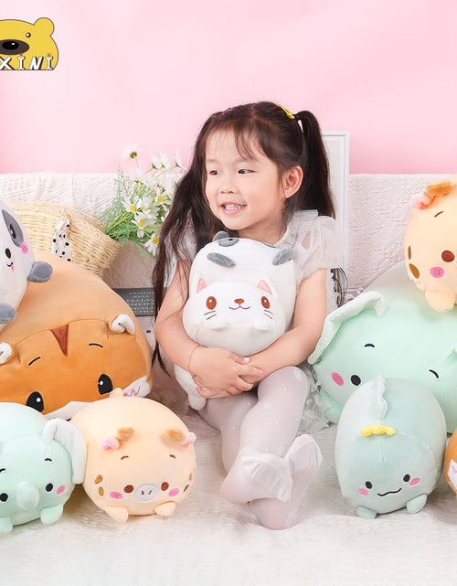 Cargar imagen en el visor de la galería, 23.6 Inch Cute White Cat Plush Stuffed Animal Cylindrical Body Pillow,Super Soft Cartoon Hugging Toy Gifts for Bedding, Kids Sleeping Kawaii Pillow
