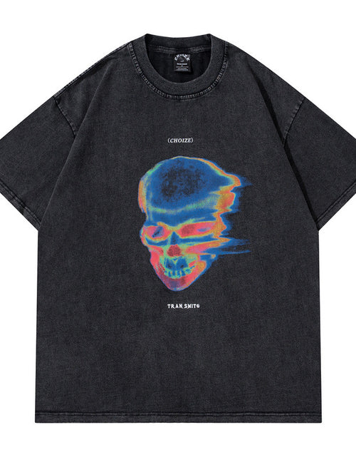 Bild in Galerie-Viewer laden, Skull Abstract Print Short-sleeved Retro T-shirt For Men And Women Loose
