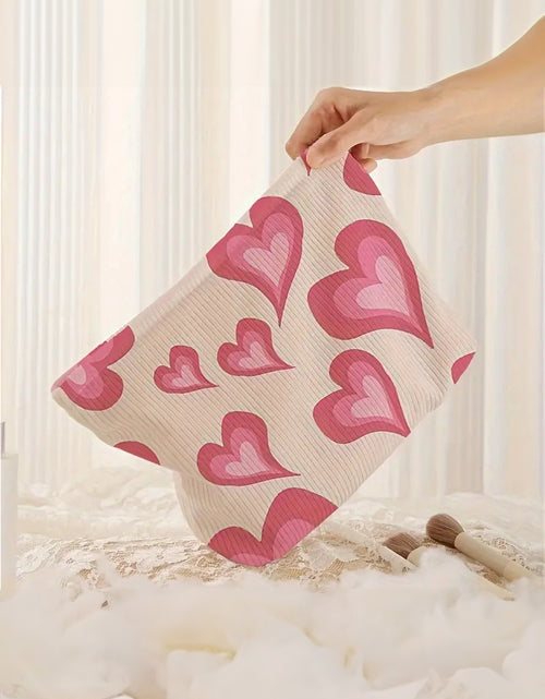 Load image into Gallery viewer, White Heart Pattern Corduroy Makeup Bag
