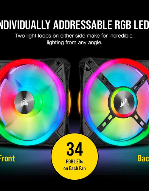 Load image into Gallery viewer, QL Series, Ql120 RGB, 120Mm RGB LED Fan, Triple Pack with Lighting Node Core, Black, Compatible with Desktop

