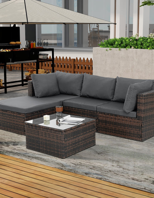 Load image into Gallery viewer, Patio Furniture, Outdoor Furniture, Seasonal PE Wicker Furniture, 5 Set Wicker Furniture With Temper
