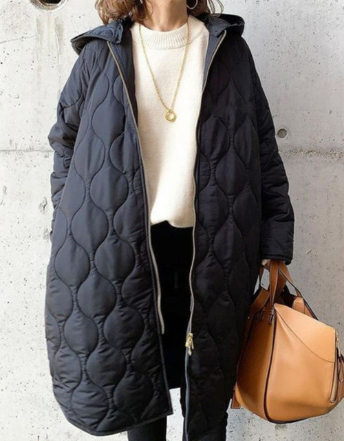 Load image into Gallery viewer, Autumn And Winter New Diamond Lattice Hooded Cotton Coat Jacket Women&#39;s Top
