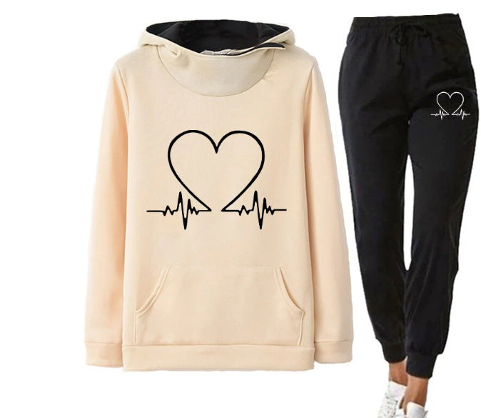 Women’s Love Heart Printed Sports Suit